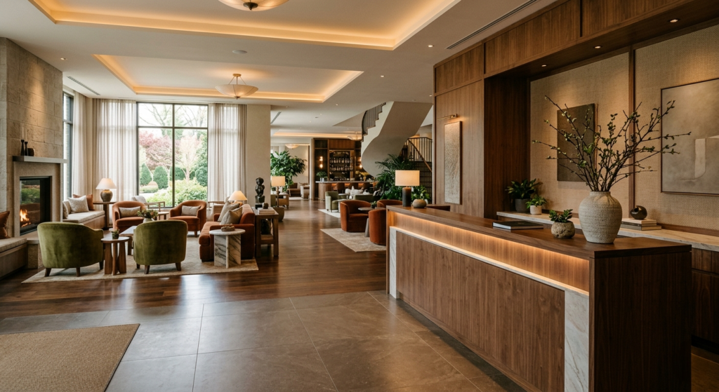 Aménagement hôtel : pourquoi la réception est la première vitrine de l’expérience client