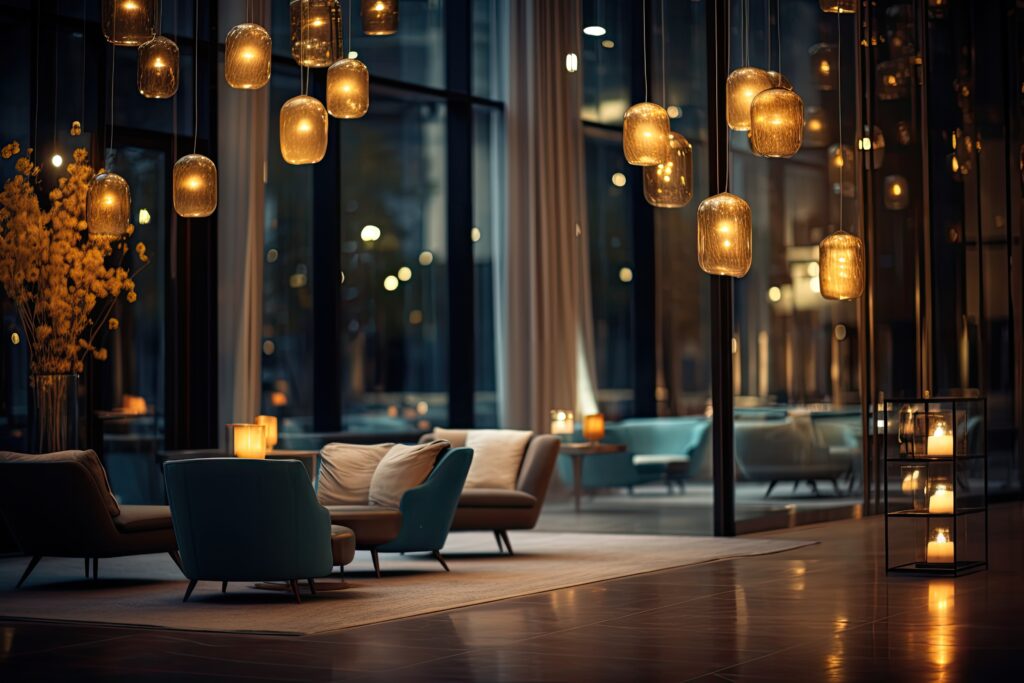Aménagement d'une salle de réception dans un hôtel de luxe