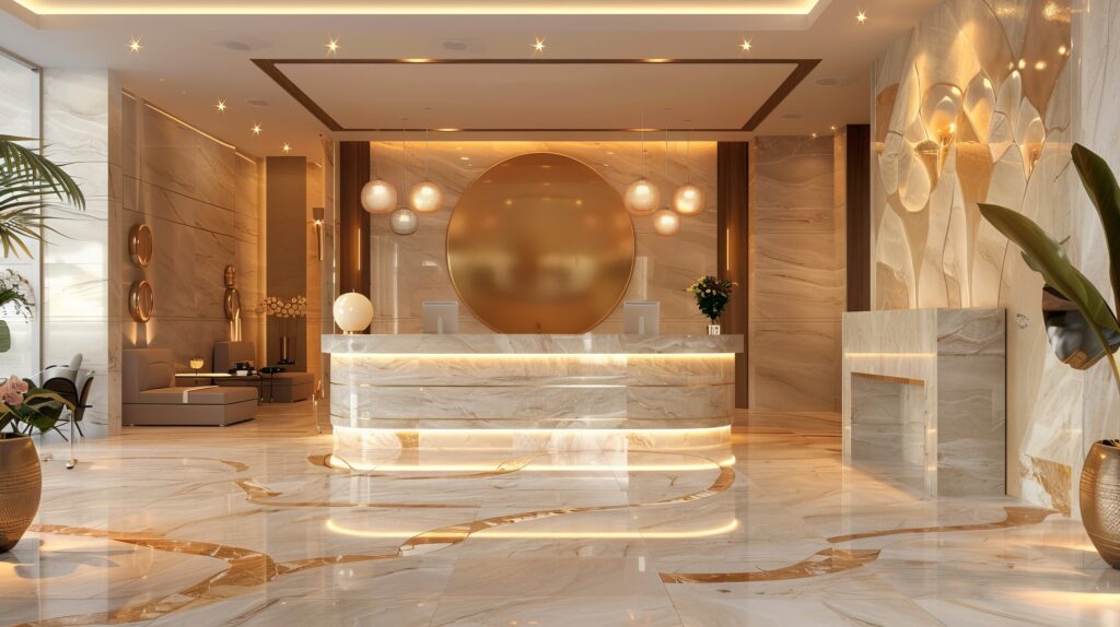 Réception d'un hôtel de luxe aménagée par AFCB